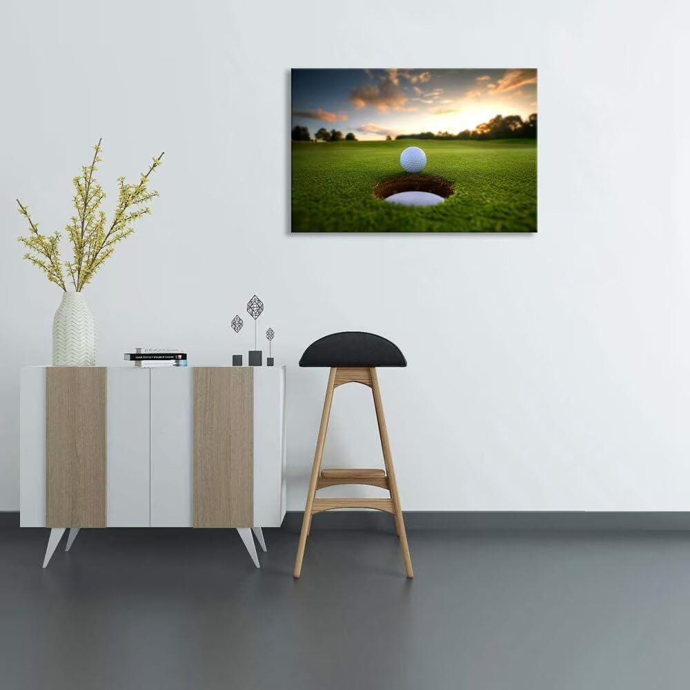 chenchenArt Golf Wall Art for Living Room Bedroom Home Decorations Golf Ball Picture Poster Canvas Prints Modern Artwork Framed Ready to Hang(24''H x 36''W)