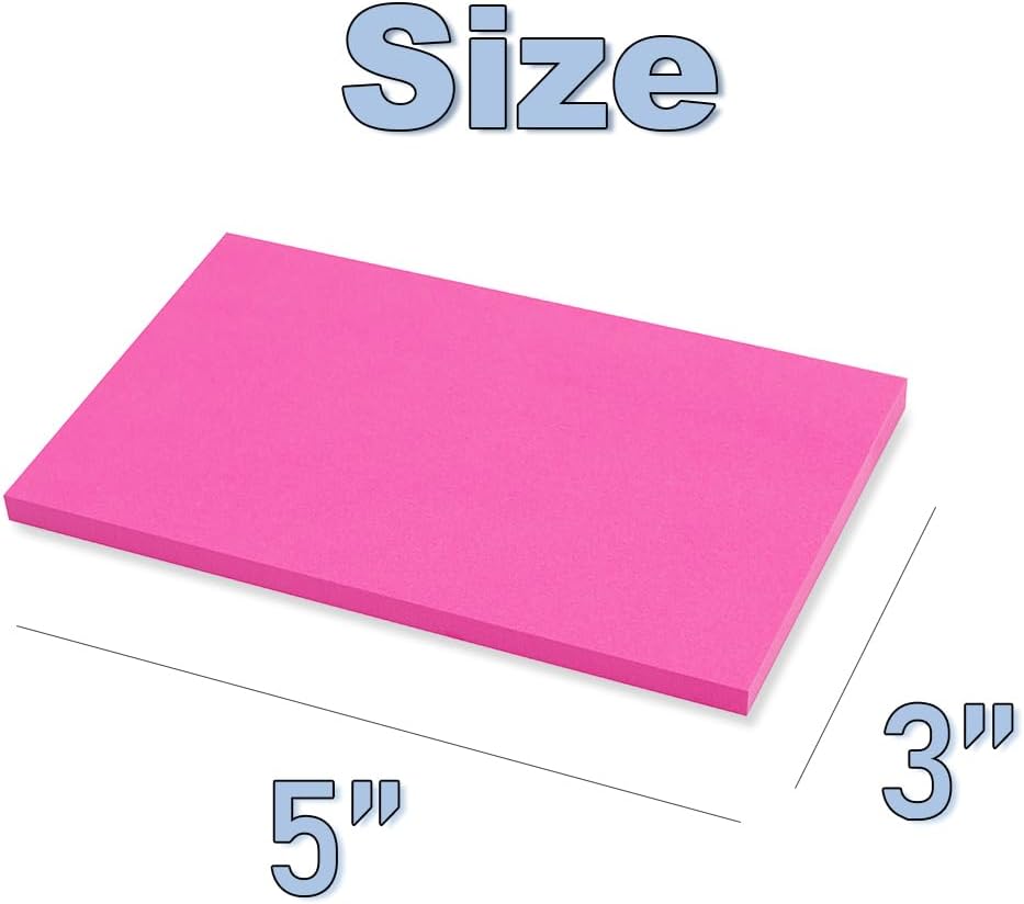 (15 Pads) Sticky Notes 3x5 in Bright Stickies Colorful Super Sticking Power Memo Pads Strong Adhesive