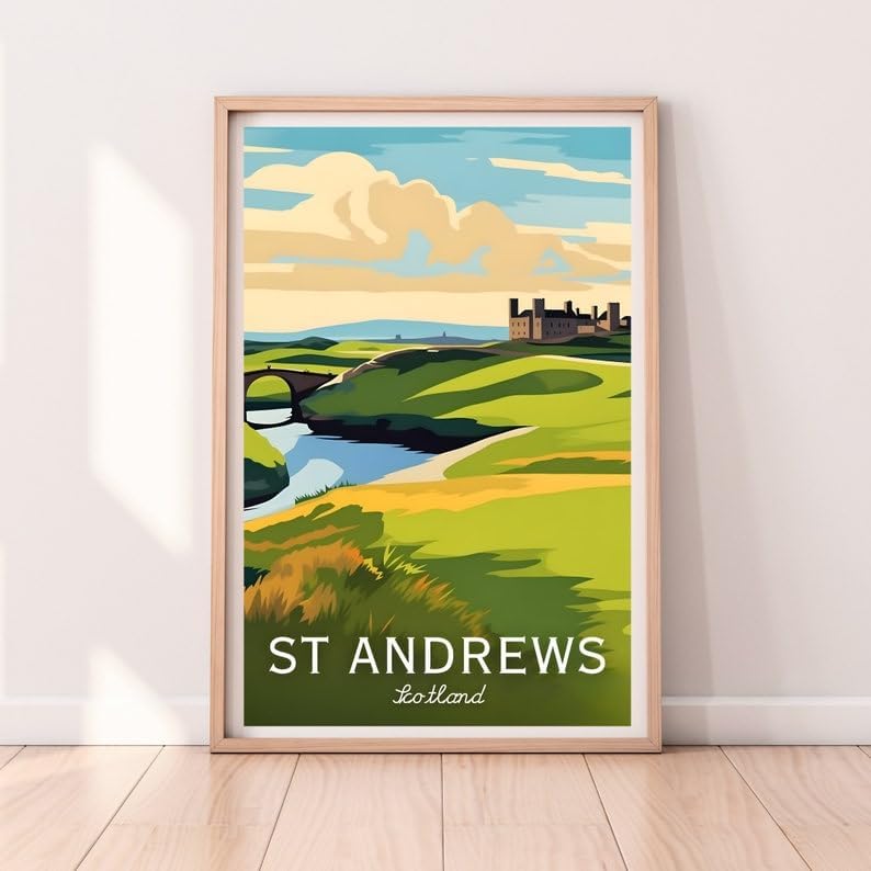 Nationcog St Andrews Golf Wall Art Poster, Scotland Heritage Course Print for Living Room or Study, Classic Golf Decor for Men, Golf Gift for Dad or Golf Enthusiasts (Unframed) (12x18)