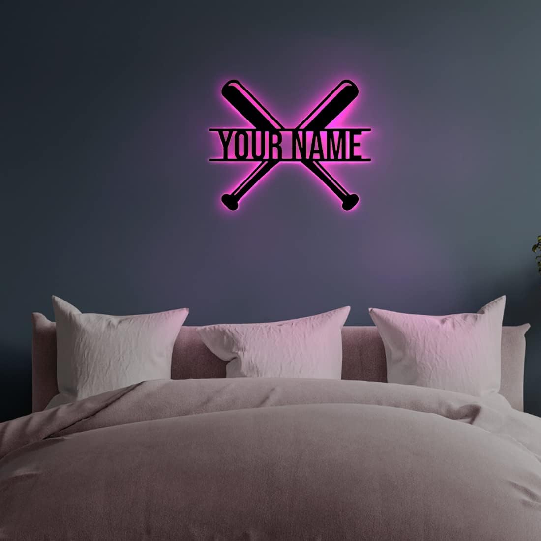 Personalized Name 7 Colors Baseball lamp Custom Baseball Wall Art Night Light LED Name Sign Gift for Men Baseball Lover