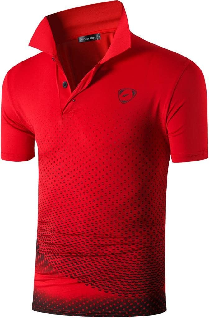 jeansian Men's Sport Outdoor Quick Dry Fit Short Sleeves Polo Tee Shirt Tshirt T-Shirt Tops Golf Tennis Bowling LSL195