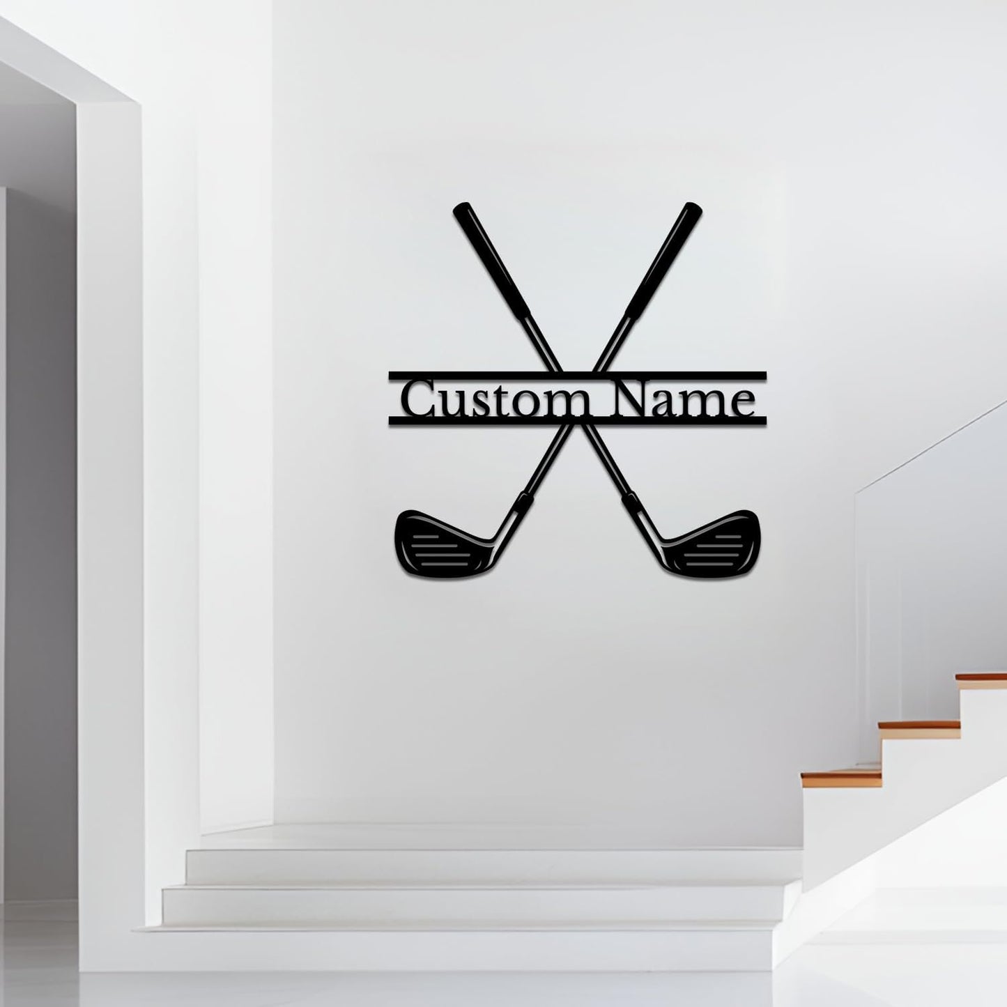 Personalized Custom Crossed Golf Metal Wall Art,Personalized Golfer Name Sign Decoration For Room,Hole Golf Club Decoration (Style-4)