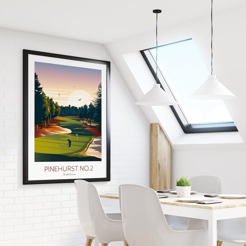 Pinehurst Golf Print - North Carolina - No.2 Golf Course; Pinehurst No.2 Poster; Golf Course Artwork; Vintage Golf Print; North Carolina Golf (Unframed) (20x30)