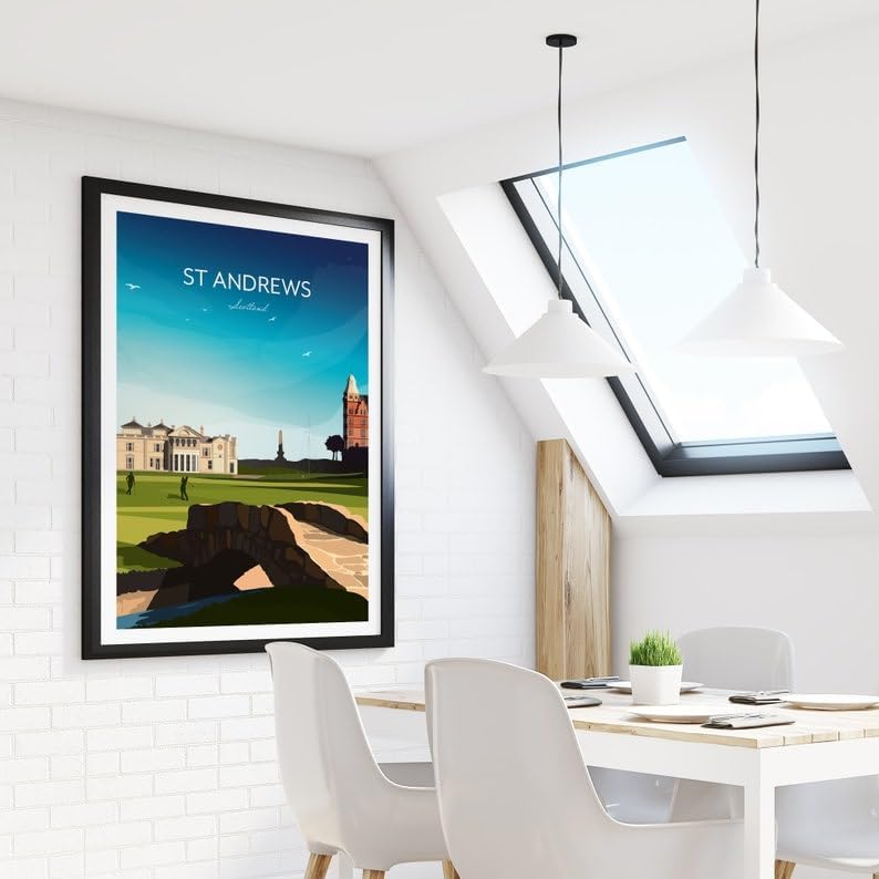 Nationcog Golf Print of St Andrews 18th Hole - Scotland, St Andrews Golf Poster, Vintage Golf Travel Poster, Scotland Golf Course Art, Golf Course Wall Art, St Andrews Print (Unframed) (9x11)