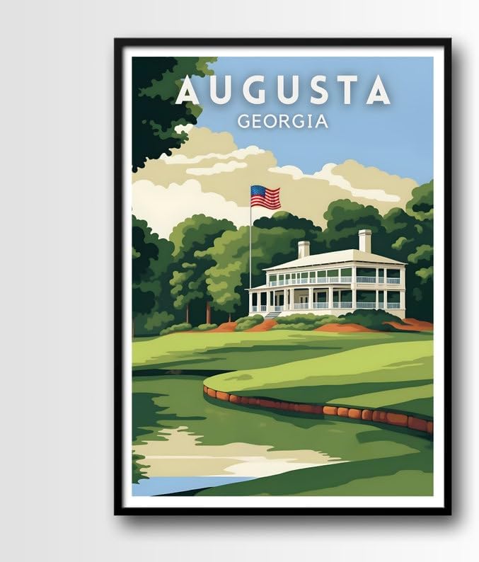 Nationcog Augusta Georgia Golf Poster, Vintage Travel Wall Art Print, Retro Southern Golf Landscape Decor, Classic Artwork Gift for Men or Golf Enthusiasts (Unframed) (20x30)