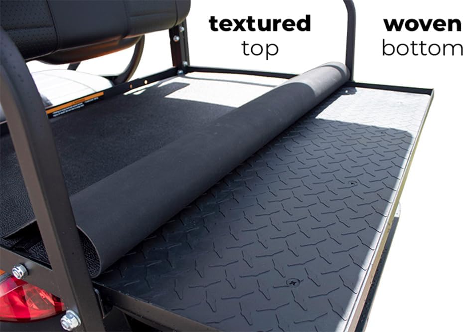 Club Clean Rear Seat Golf Cart Mat – Fold-Down EPDM Rubber Cargo Mat for Club Car, Yamaha, EZGO | Non-Slip, UV Resistant, Durable Golf Cart Mats for EZGO & More | Heavy-Duty Golf Cart Mats