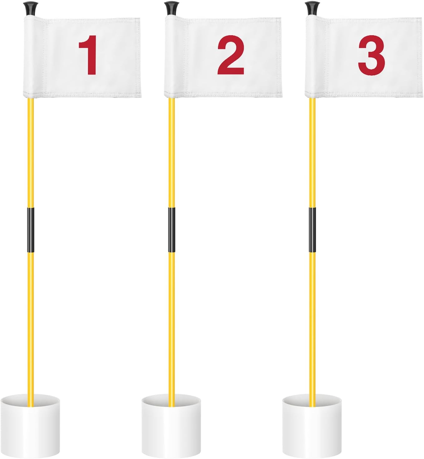 KINGTOP Golf Flagstick Mini, Putting Green Flag for Yard, All 3 Feet, Double-Sided Numbered Golf Flags, Golf Pin Flag Hole Cup Set, Portable 2-Section Design, Gifts Idea