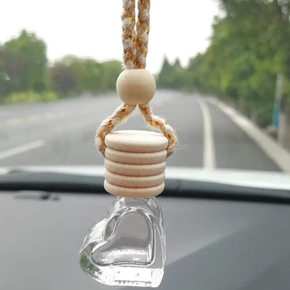 Car Aromatherapy Essential Oil Diffuser, 10 Pack Car Air Freshener Hanging Perfume Bottle Fragrance Decor Accessories Auto Window Ornament (heart)