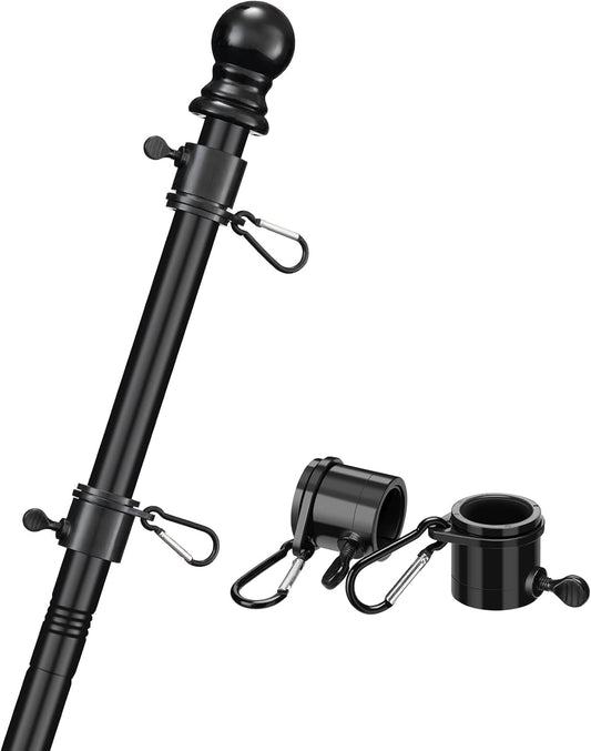 COCONUT Flag Pole for House, 5FT Black Stainless Steel Wall Mount Flagpole Suitable for 3x5 American Flags, Perfect for Yard Truck Porch Boat (Flag Pole Only)