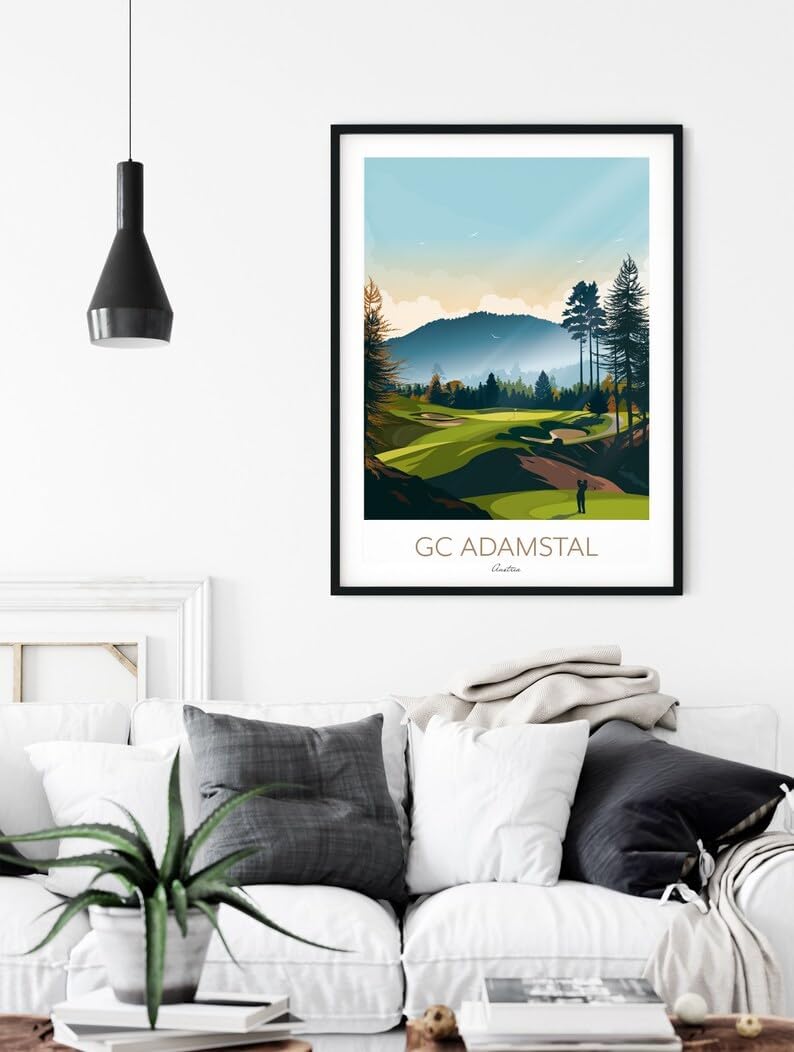 Nationcog GC Adamstal Golf Print - Austria - PGA Tour Golf; Mountain Golf Art; Golf Landscape Illustration; Golfer Gift; Modern Golf Artwork; Scenic Golf Painting (Unframed) (27x40)