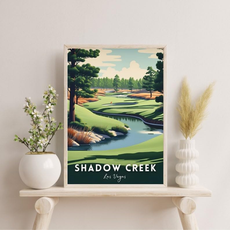 Nationcog Shadow Creek Golf Wall Art, Las Vegas Scenic Course Poster with Water Features, Modern Decor for Office or Bedroom, Great Gift for Dad, Husband, or Golf Enthusiasts (Unframed) (24x36)