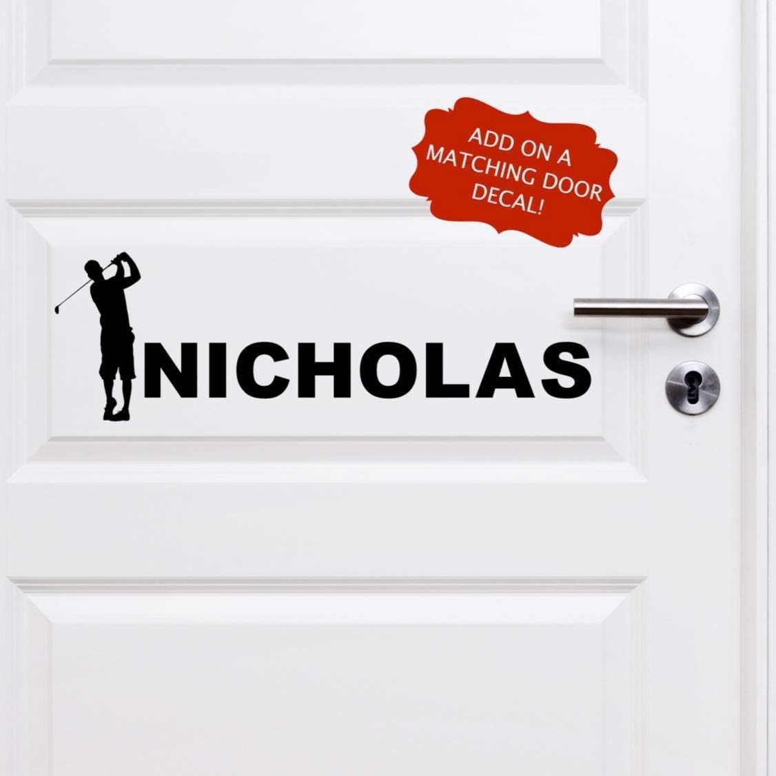 Personalized Golf Gifts, Male Golfer Wall Decal, Golf Player Decor for Boys Room, 30 Colors & Several Sizes
