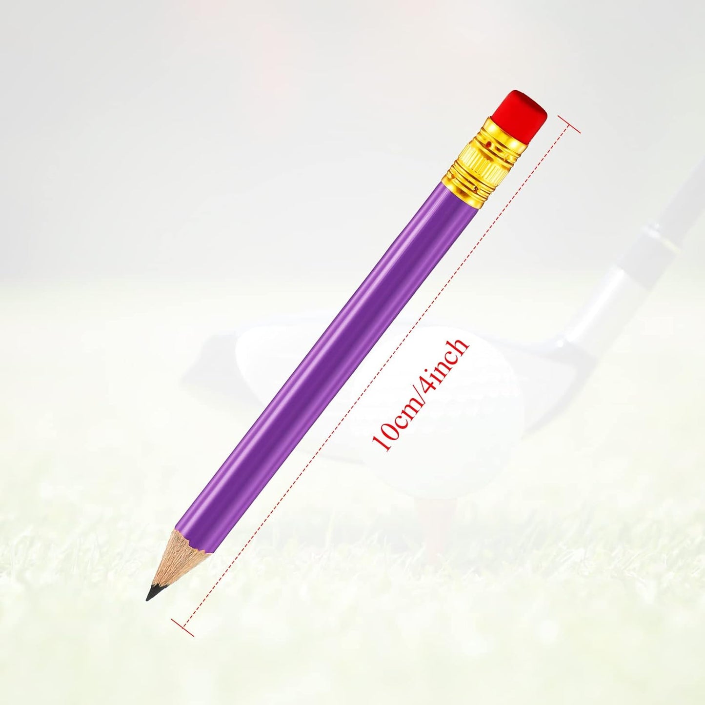 Outus 72 Pieces Golf Pencils Half Pencils with Eraser Mini Bulk Short #2 HB Pre Sharpened for Bridal Shower Wedding Office(Purple)