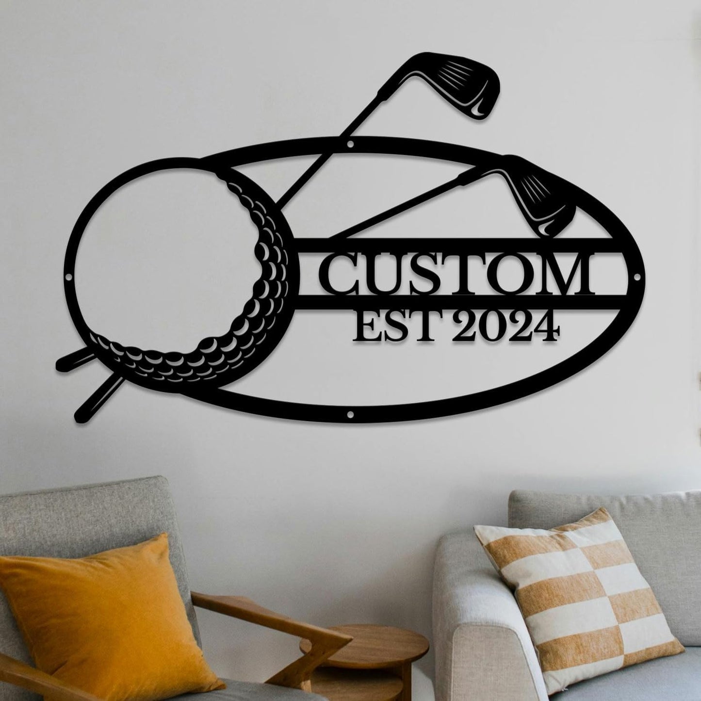 Golf Art Metal Signs,Custom Golf Metal Name Signs,Personalized Golf Signs,Black Golf Metal Wall Art Signs,Golfball Home Outdoor Metal Signs (Style L)