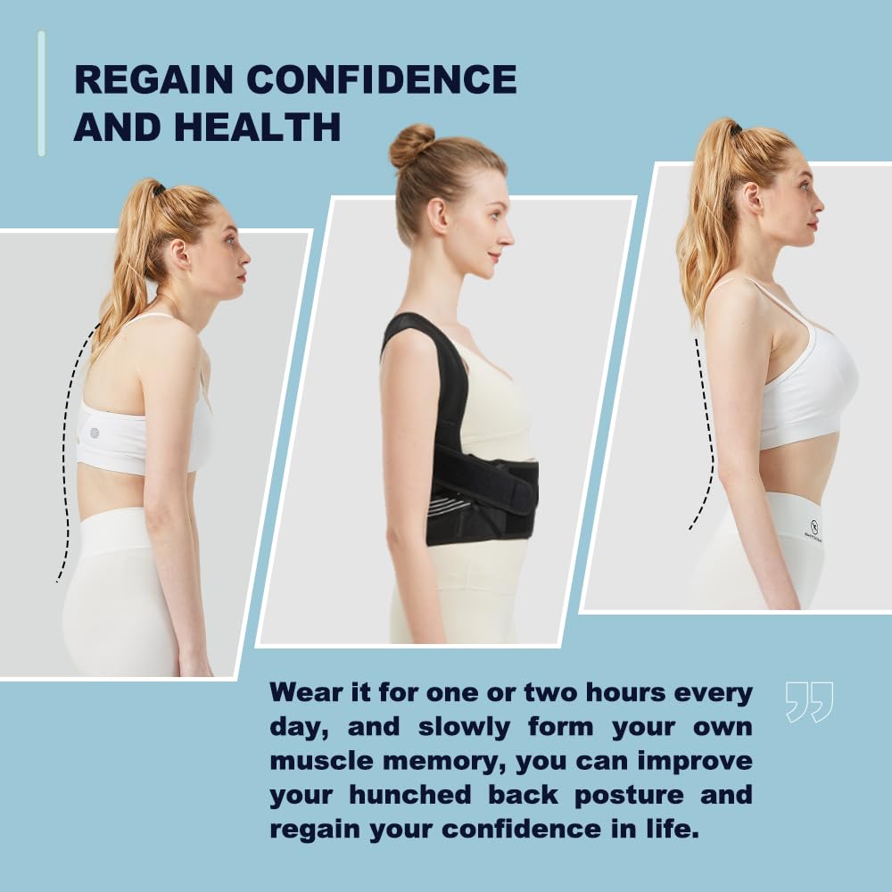 Back Brace Posture Corrector for Women and Men Upgraded Back Brace Adjustable Full Back Support, Shoulder Straightener, Neck, Upper and Lower Back Pain Relief- Scoliosis, Hunchback, Hump, Corrector