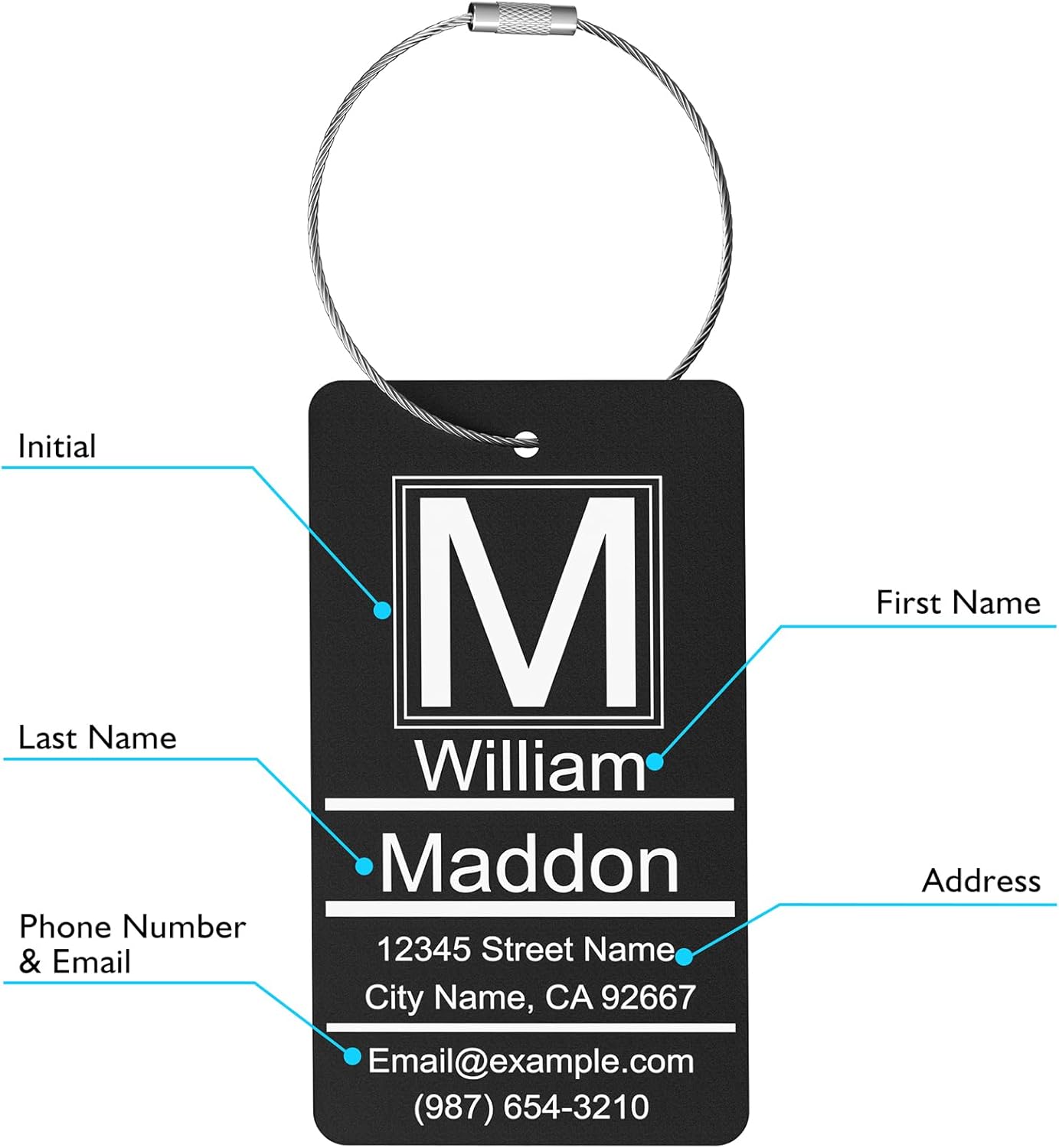 Luggage Tags for Suitcase - Red Personalized Engraved Metal Tag for Cruise Travel - Custom Name Tags Suitable for Bags and Backpacks
