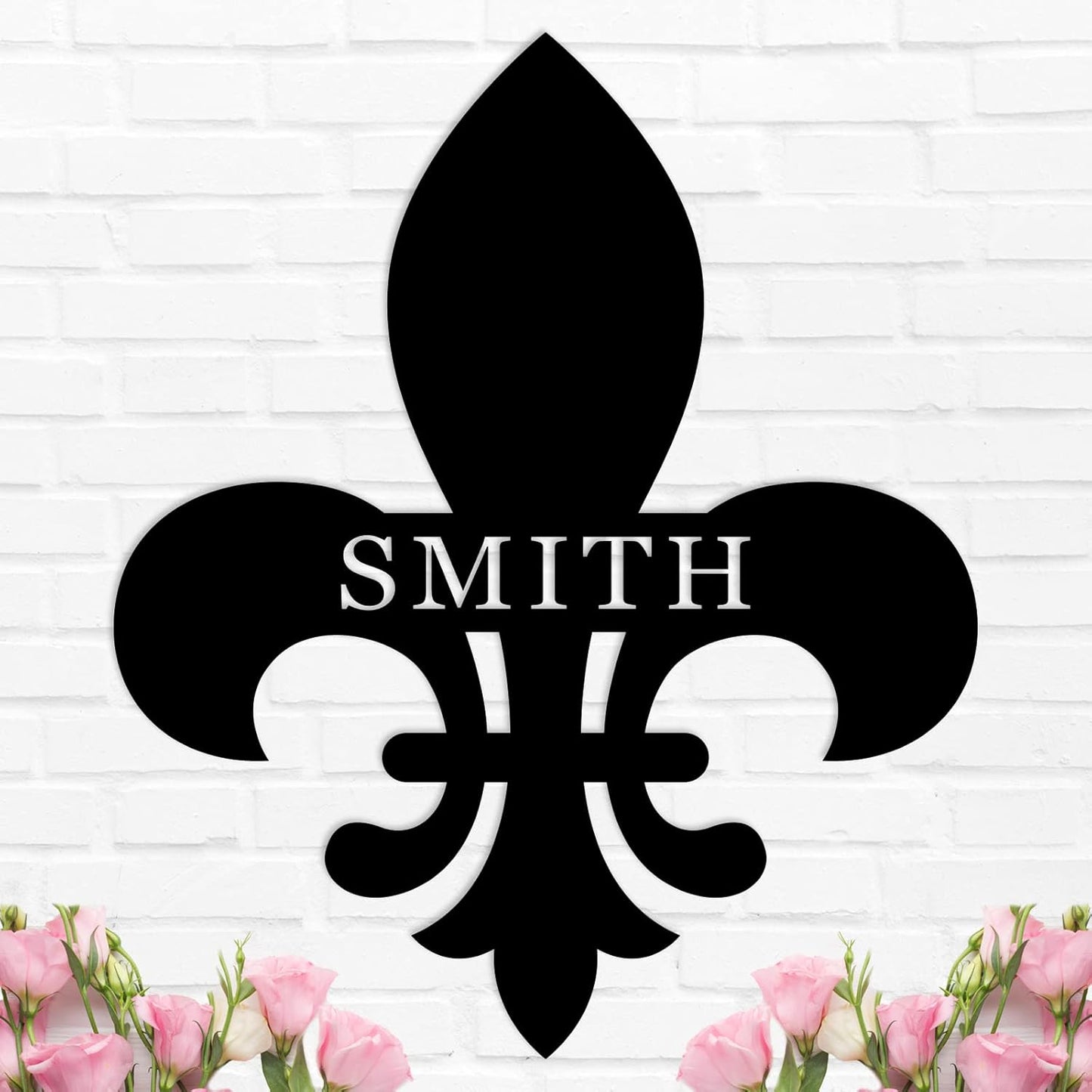 Personalized Fleur de Lis Metal Wall Sign, Personalized Metal Sign, Custom Fleur de Lis Name Signs,Last Name Signs, Custom Front Door Hanger,Wedding Gift