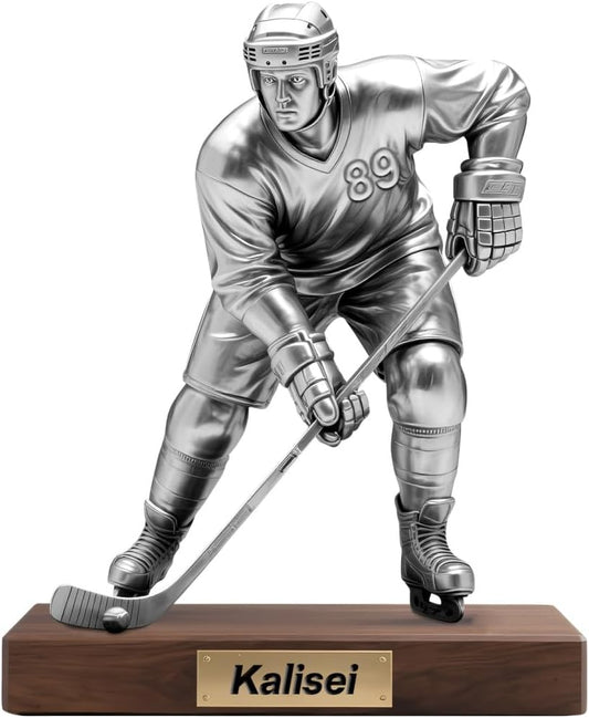 Personalized Hockey Player Ornament Sign Custom Name Flat Desk Sign Art Hockey Lovers Acrylic Plaque Home Garage Men Cave Desk Decor Plaque Gifts for Man Dad Christmas Birthday Decoration