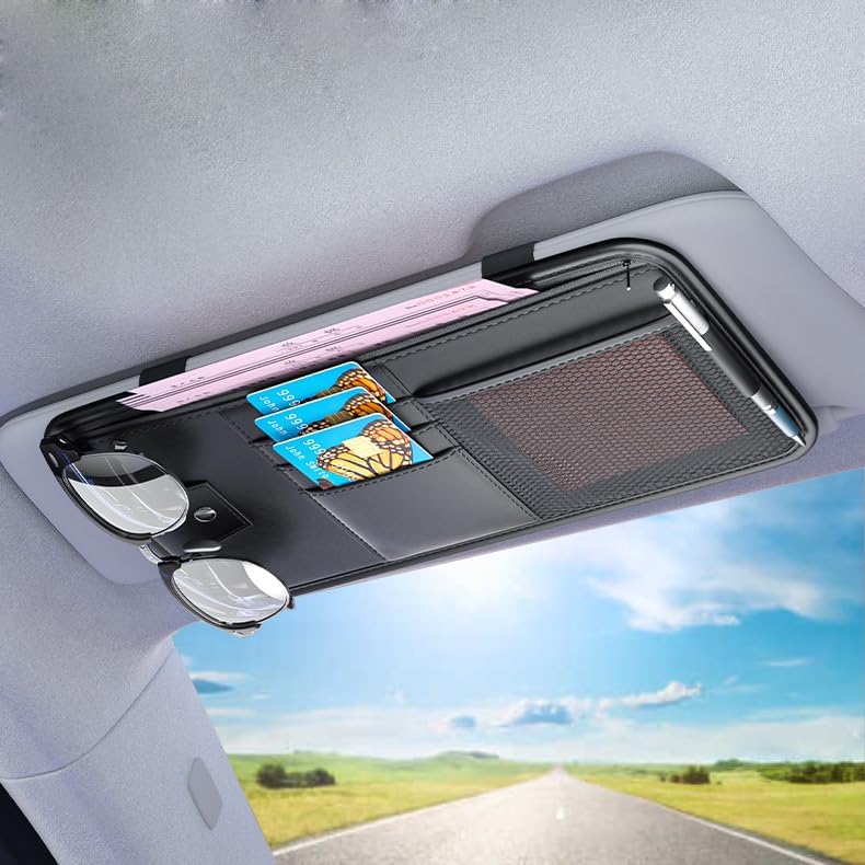 Large Sun Visor Organizer Holder - Car/Truck, Document Holder for Car Registration, License, Insurance Info, Pen, Key