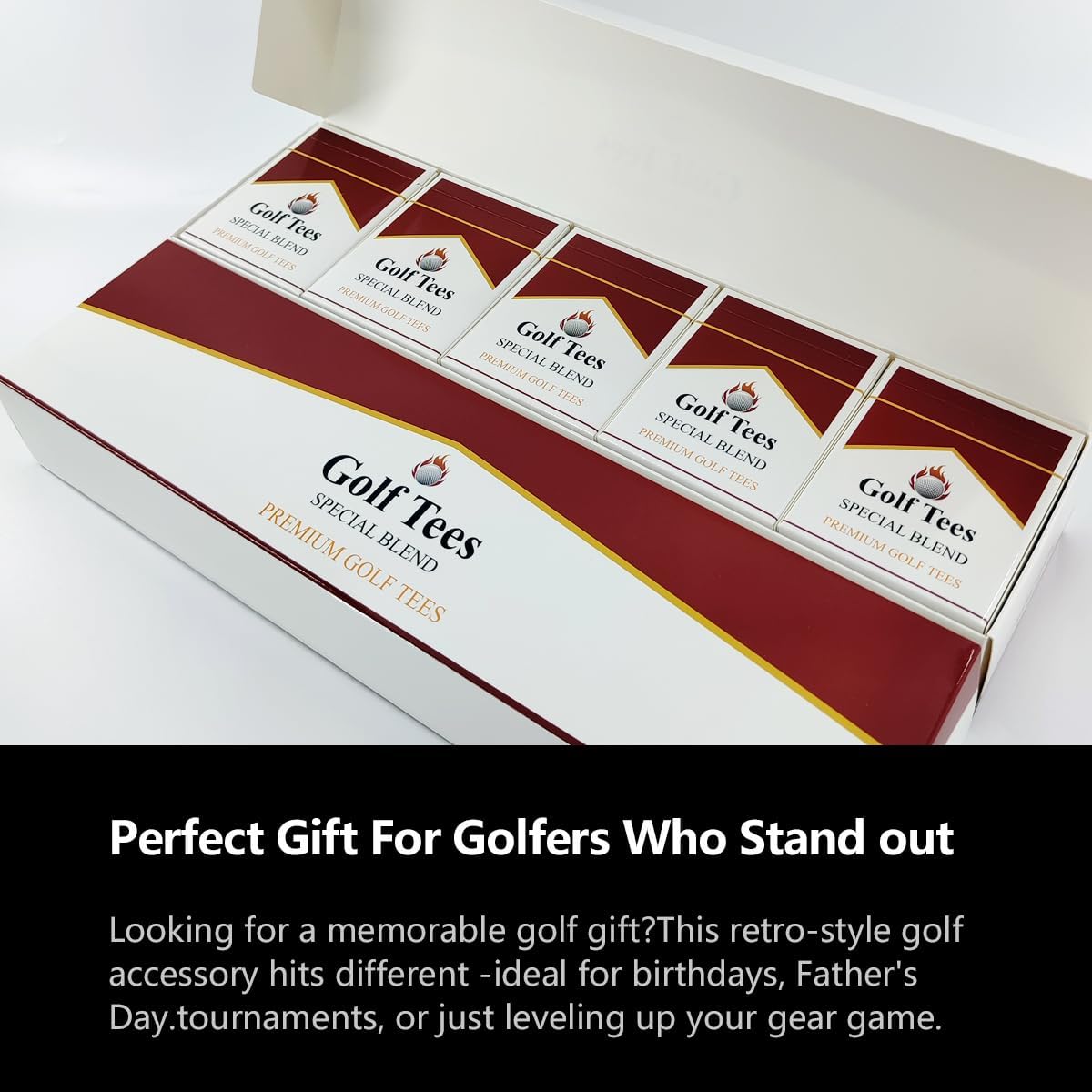 Premium Bamboo Golf Tees | 83mm (3.25") Wooden Tees | Golf Gifts for Men | Vintage-Style tee Case Golf Accessories for Men | Funny Golf Accessory for Golfers