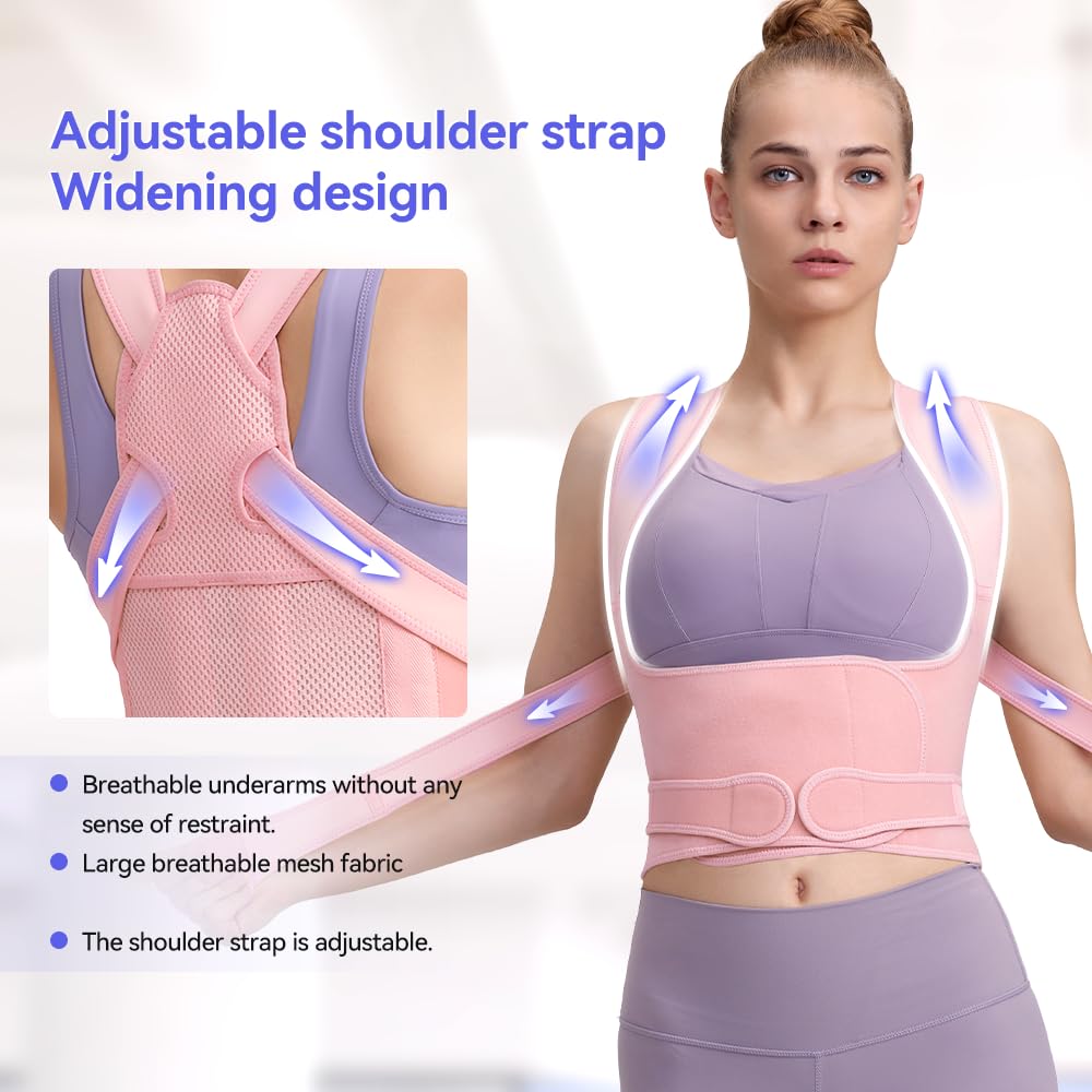 Fit Geno Back Brace Posture Corrector for Women and Men, Shoulder Straightener, Adjustable Full Back Support, Upper and Lower Back Pain Relief - Scoliosis, Hunchback, Hump, Thoracic, Spine Corrector (Multicolor, Large)