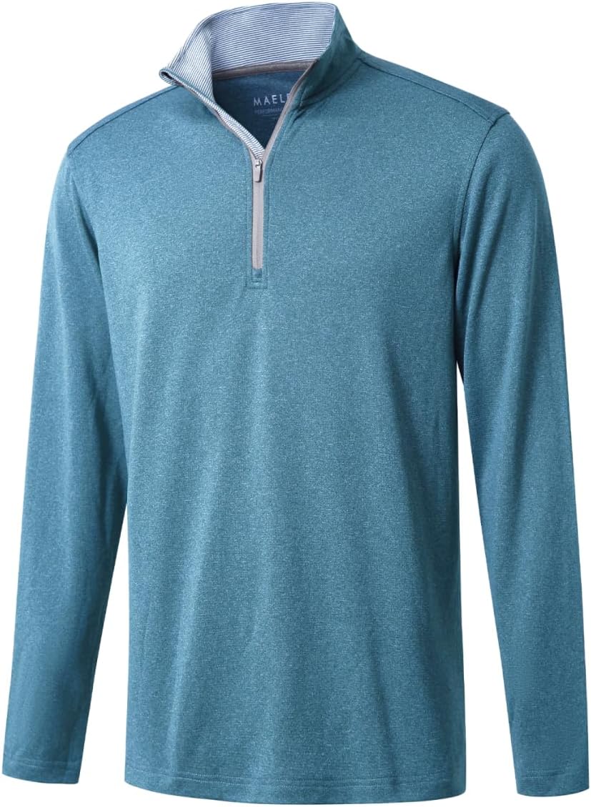 M MAELREG Quarter Zip Golf Pullover Men Dry Fit Long Sleeve Performance Wicking Mock Neck 1/4 Zip Pullover Mens Sweatshirt