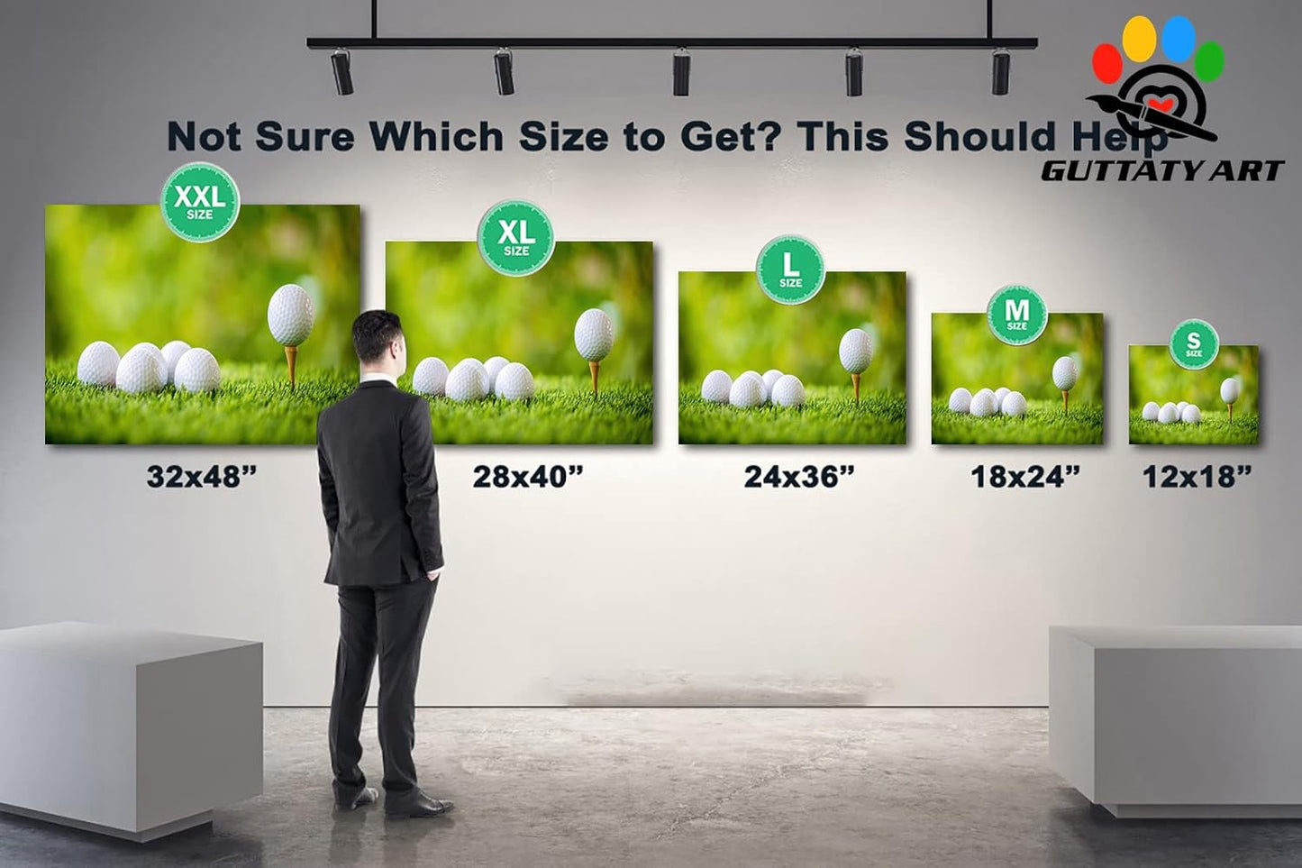 Canvas Wall Art, Golf Wall Art Painting Prints for Living Room Wall Decor, Golf Balls Close Up Detail Poster Picture for Bedroom Decor, Framed Artwork for Office Home Decoration 24x36 Inches