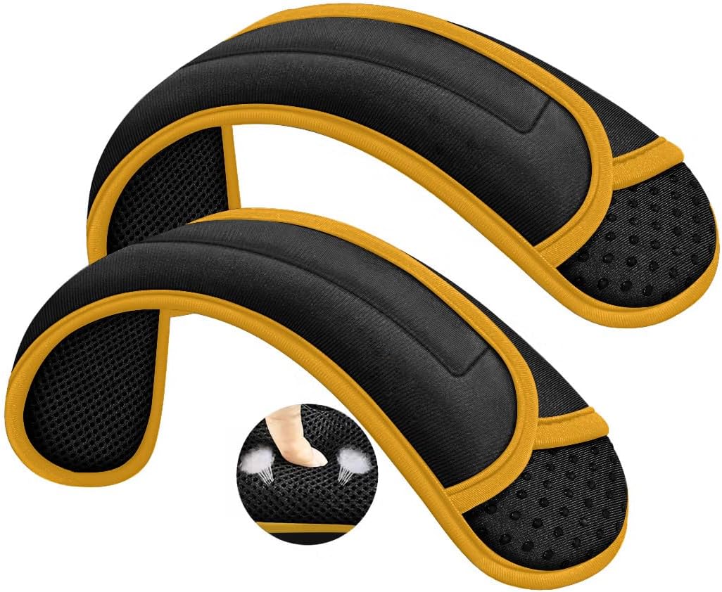 ZINZ 2-Pack Universal Shoulder Pad with Ultra Thick Cushion for Bag Luggage Bag Crossbody, Plus Long & Anti-Slip & Breathable,Black-Yellow Edge