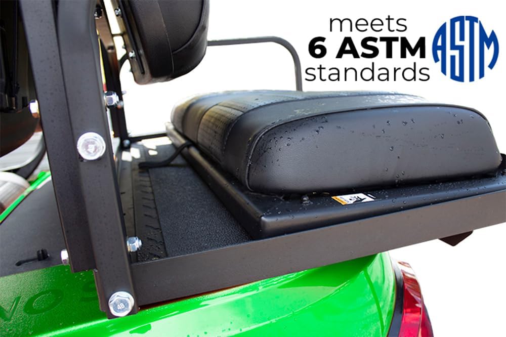 Club Clean Rear Seat Golf Cart Mat – Fold-Down EPDM Rubber Cargo Mat for Club Car, Yamaha, EZGO | Non-Slip, UV Resistant, Durable Golf Cart Mats for EZGO & More | Heavy-Duty Golf Cart Mats
