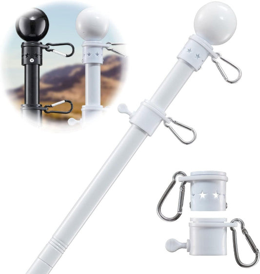 Flag Pole Holder for Outside House - 5ft Heavy Duty Stainless Steel House Flag Pole Kit, Tangle Free Spinning Flagpole For Outdoor Porch Residential Decoration - White