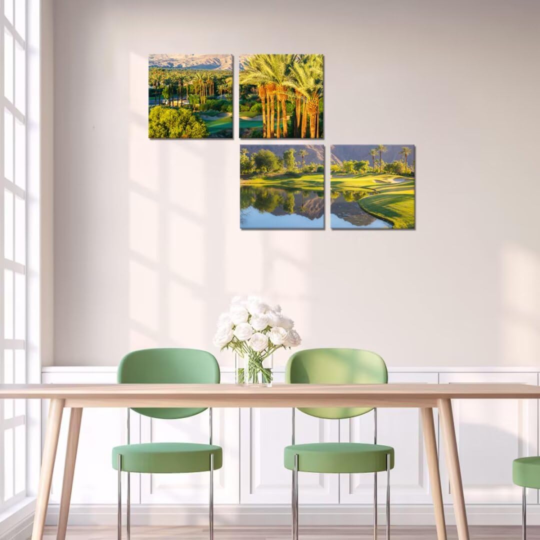 Pankila Indian Wells Golf Course Wall Art USA California Picture Golf Course at in Palm Wall Decor for Living Room Bedroom Office Home Decorations Painting Framed Artwork (20''W x 20''H x 4)