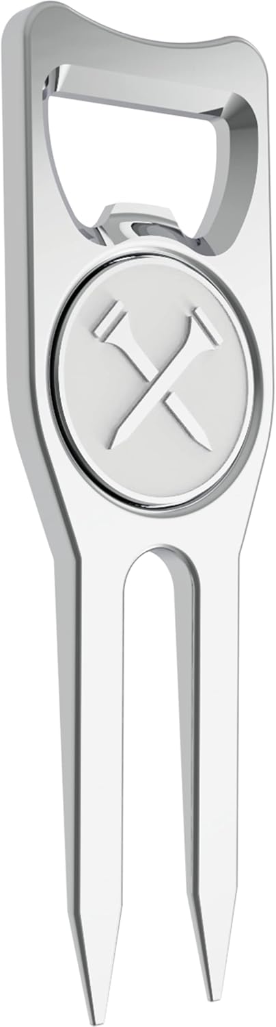 Blue Tees Golf 6-in-1 Premium Divot Tool & Ball Marker - Bottle Opener - Club Tee - Groove Cleaner - Putting Alignment - Designed to Be the Ultimate Tool for the Green – Silver