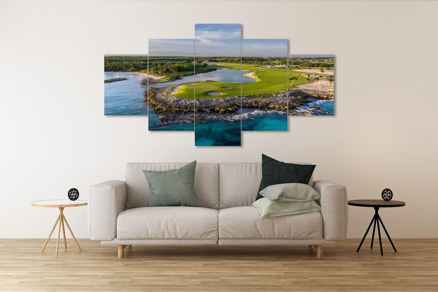 chenchenArt Punta Espada Golf Club Wall Art for Living Room Bedroom Bathroom Home Decorations Golf Course Pictures Posters Canvas Prints Modern Artwork Framed Ready to Hang(60''W x 32''H)