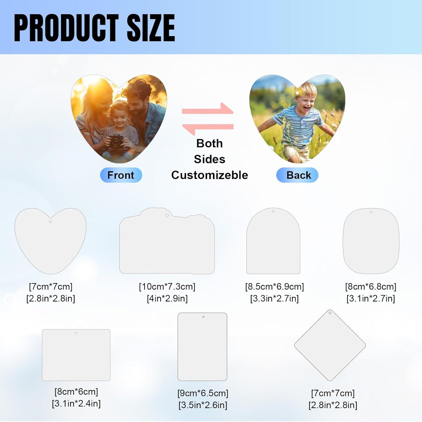 Custom Car Air Freshener with Picture - Personalized Double Sided Photo Air Fresheners for Car, Customized Air Freshener Gift for Men Women Bathroom Wardrobe Car (Horizontal square, Regular)