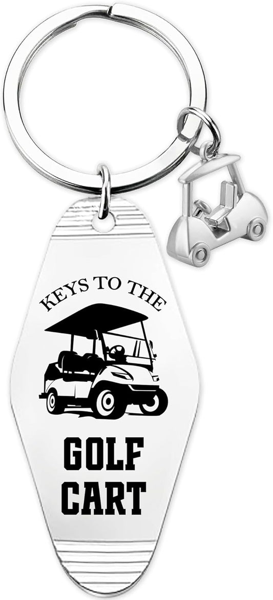 Golf Cart Keychain for Women Men - Keys To The Golf Cart Accessories Retro Metal Keychains for Golf Lovers Players