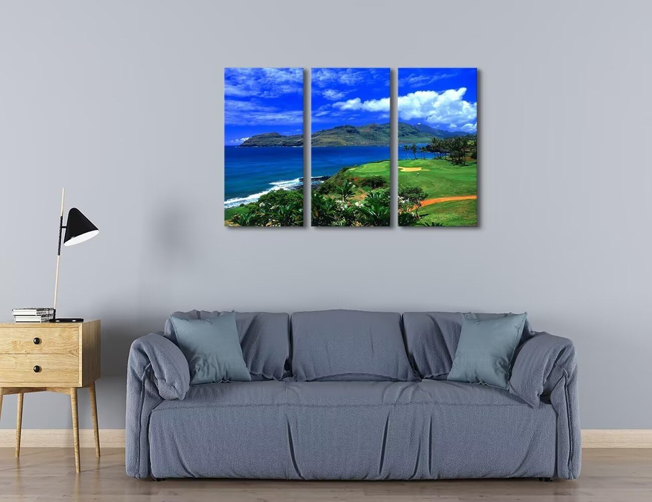 chenchenArt Lagoons Golf Course Wall Art for Living Room Bedroom Home Decorations Golf Course Pictures Posters Canvas Prints Modern Artwork Framed Ready to Hang(12''W x 24''H x3)