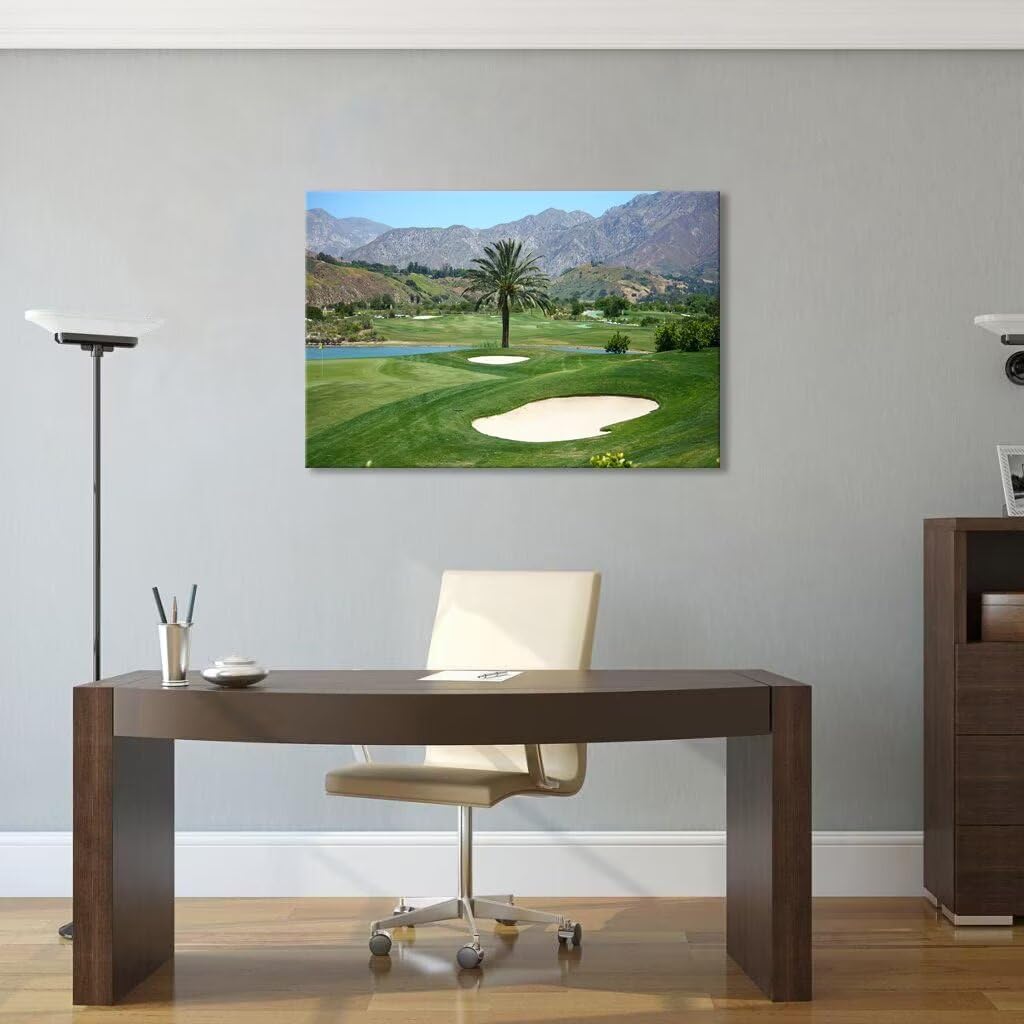 Los Angeles California Golf Course Wall Art for Living Room Bedroom Bathroom Home Decorations Los Angeles Golf Course Picture Poster Framed Artwork Canvas Prints Ready to Hang(12''H x 16''W)