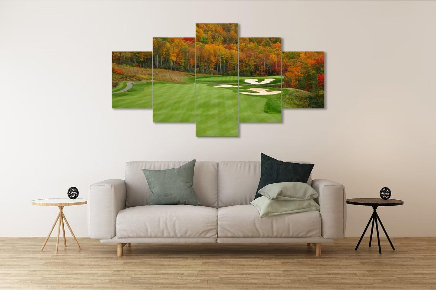 chenchenArt Sequoyah North Carolina Mountains Golf Course Wall Art for Living Room Bedroom Bathroom Home Decorations Golf Course Picture Poster Canvas Prints Framed Ready to Hang(50''W x 24''H)