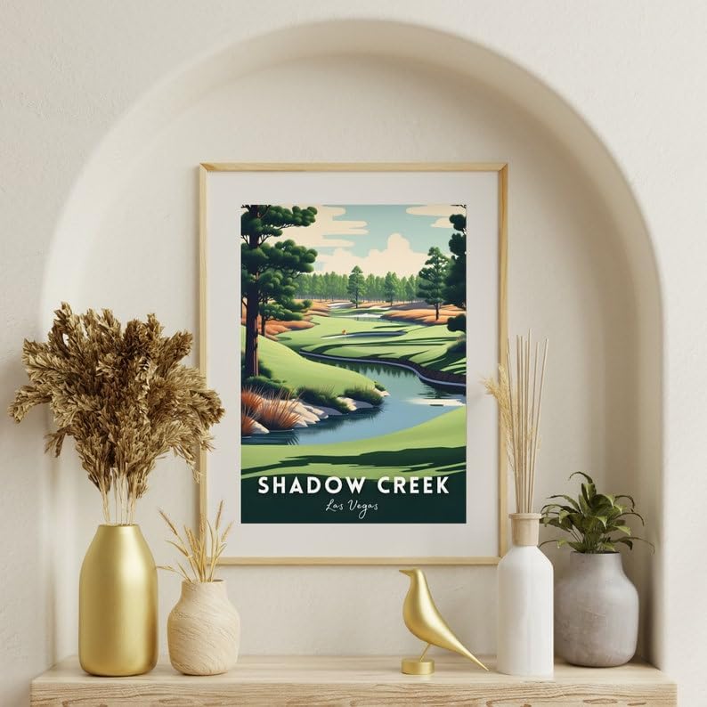 Nationcog Shadow Creek Golf Wall Art, Las Vegas Scenic Course Poster with Water Features, Modern Decor for Office or Bedroom, Great Gift for Dad, Husband, or Golf Enthusiasts (Unframed) (20x30)