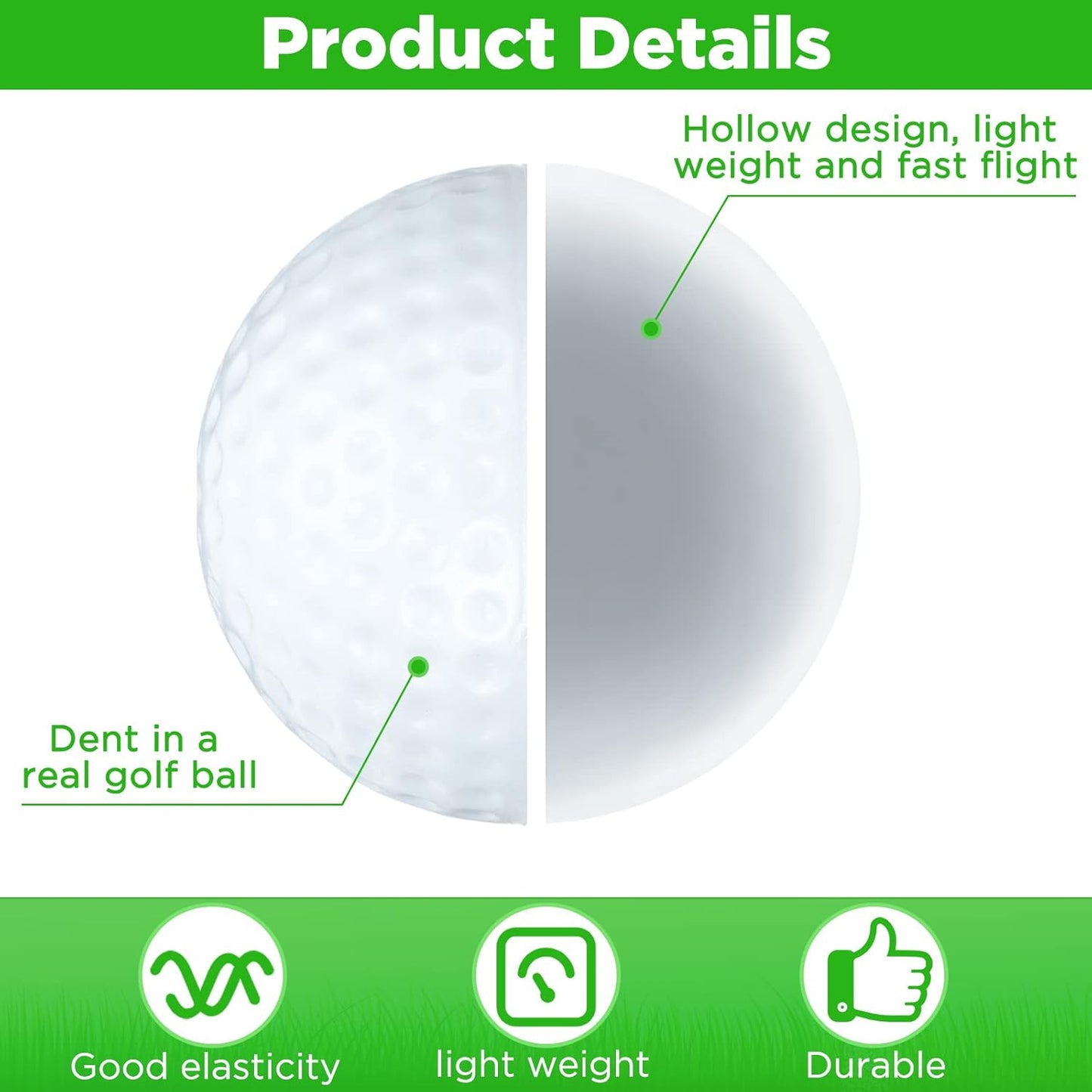 Yunsailing 120 Pcs Plastic Practice Golf Balls Bulk Hollow Training Golf Balls with 2 Pcs Mesh Drawstring Storage Bags for Indoor Outdoor Training and Practice