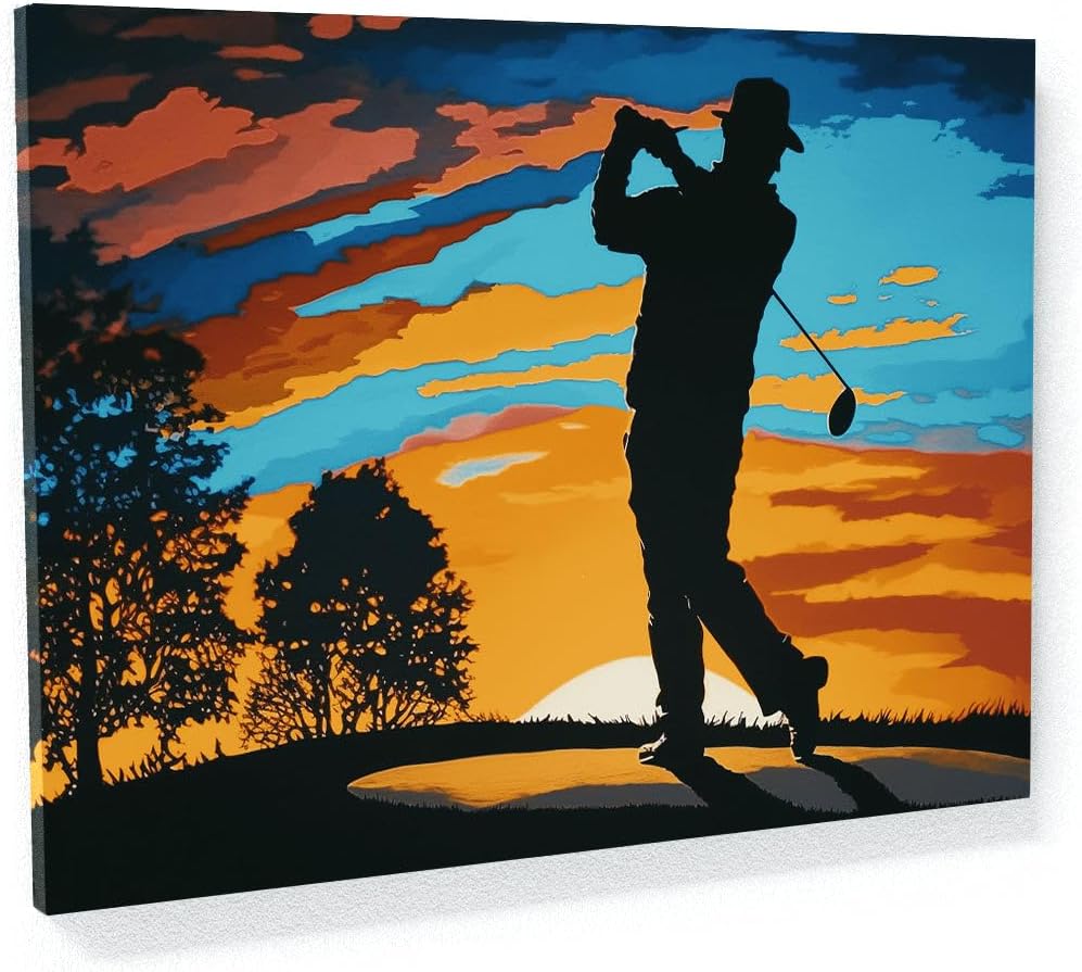 Sense Canvas Golf Golfer Sunrise Sunset 11 Canvas Art - Home Decor Wall Art Print Poster Painting X-Large 48x36 / 0.75"
