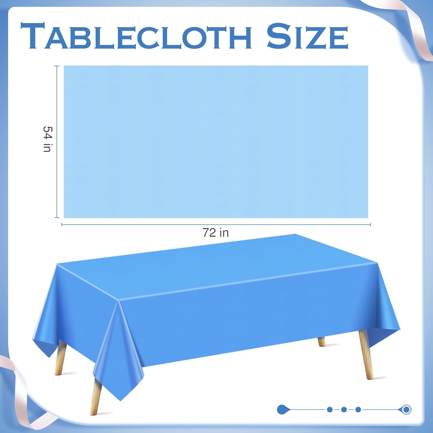 6 Pieces Blue & Green Series Rectangle Tablecloth, 54x72" Solid Color Waterproof & Spillproof Disposable Plastic Table Cover, Durable Party Tablecloth for Dining, Buffet, Picnic, Outdoor Events