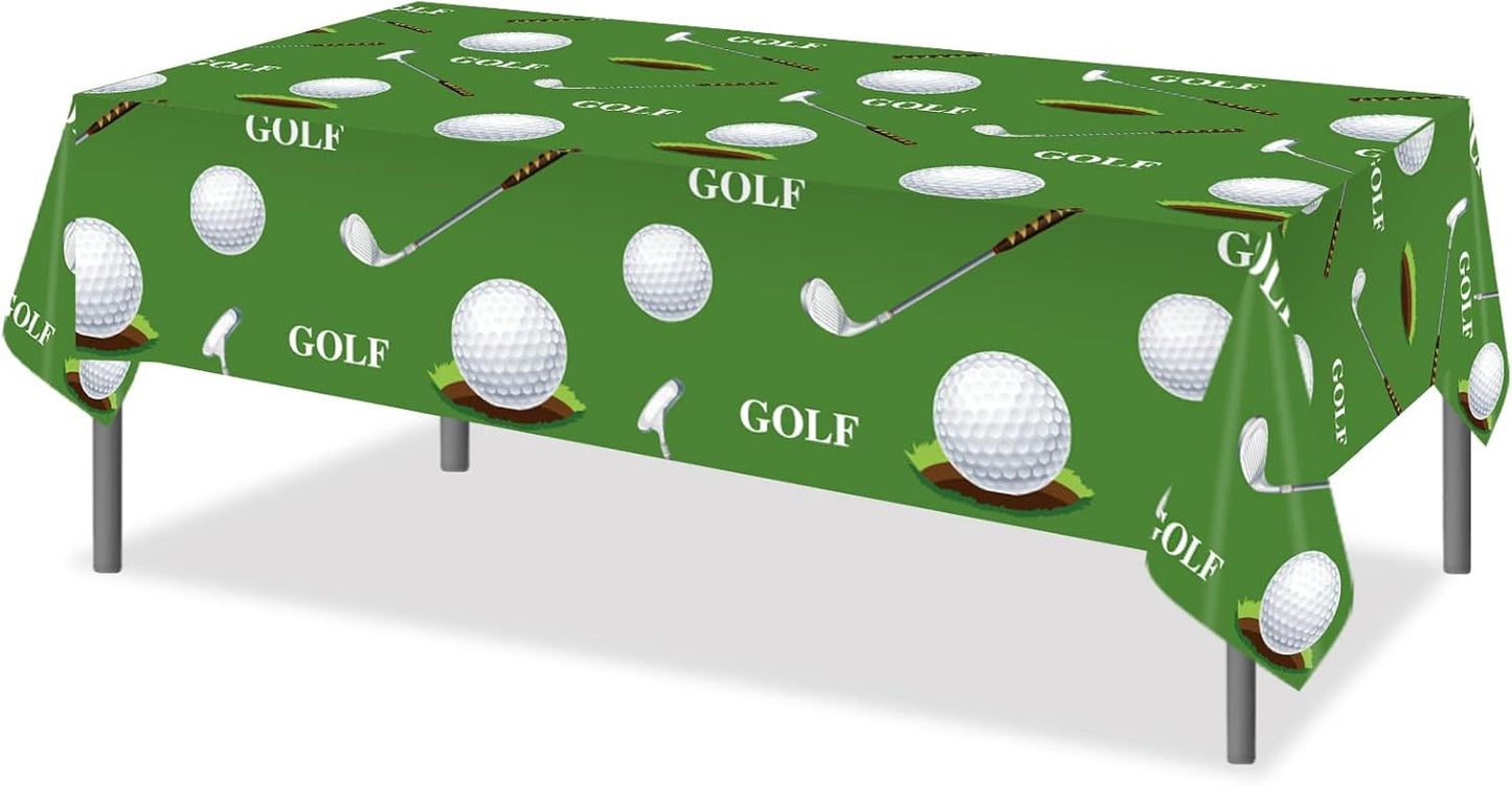 Adirasenotek 3Pcs Golf Party Tablecloths,Sports Themed 87" Lx51 W Rectangular Plastic Table Covers Disposable Tablecloths for Decoration Birthday Part Baby Showers