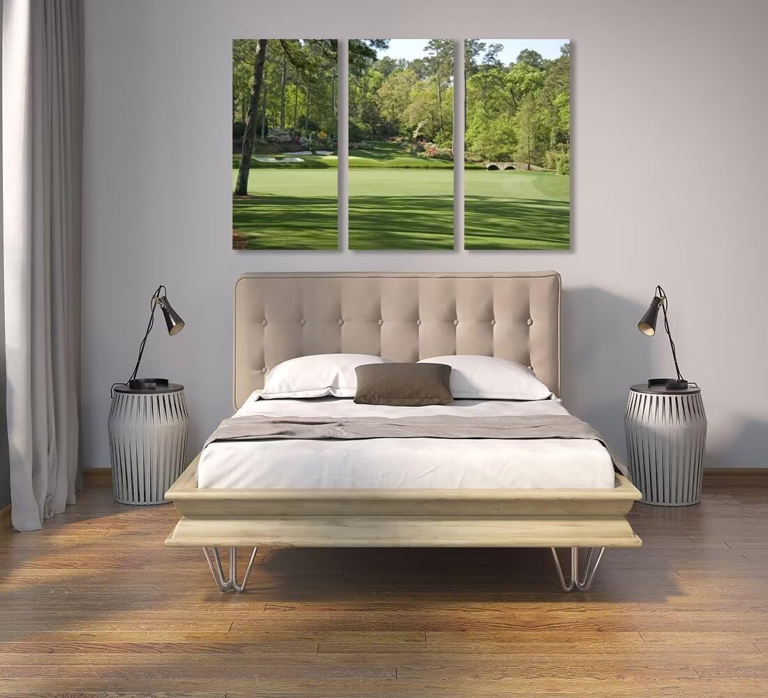 Augusta Golf Course Wall Art for Living Room Bedroom Bathroom Home Decorations - Augusta National Golf Course Pictures Posters Framed Artwork Canvas Prints Ready to Hang(12''W x 24''H x3)