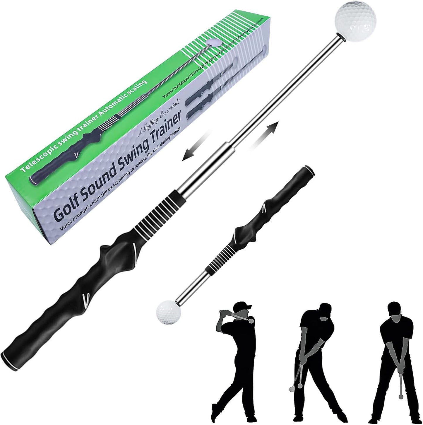 Retractable Golf Swing Training Aid - Golf Swing Trainer, Portable Grip Trainer for Indoor & Outdoor Practice, Improving Strength