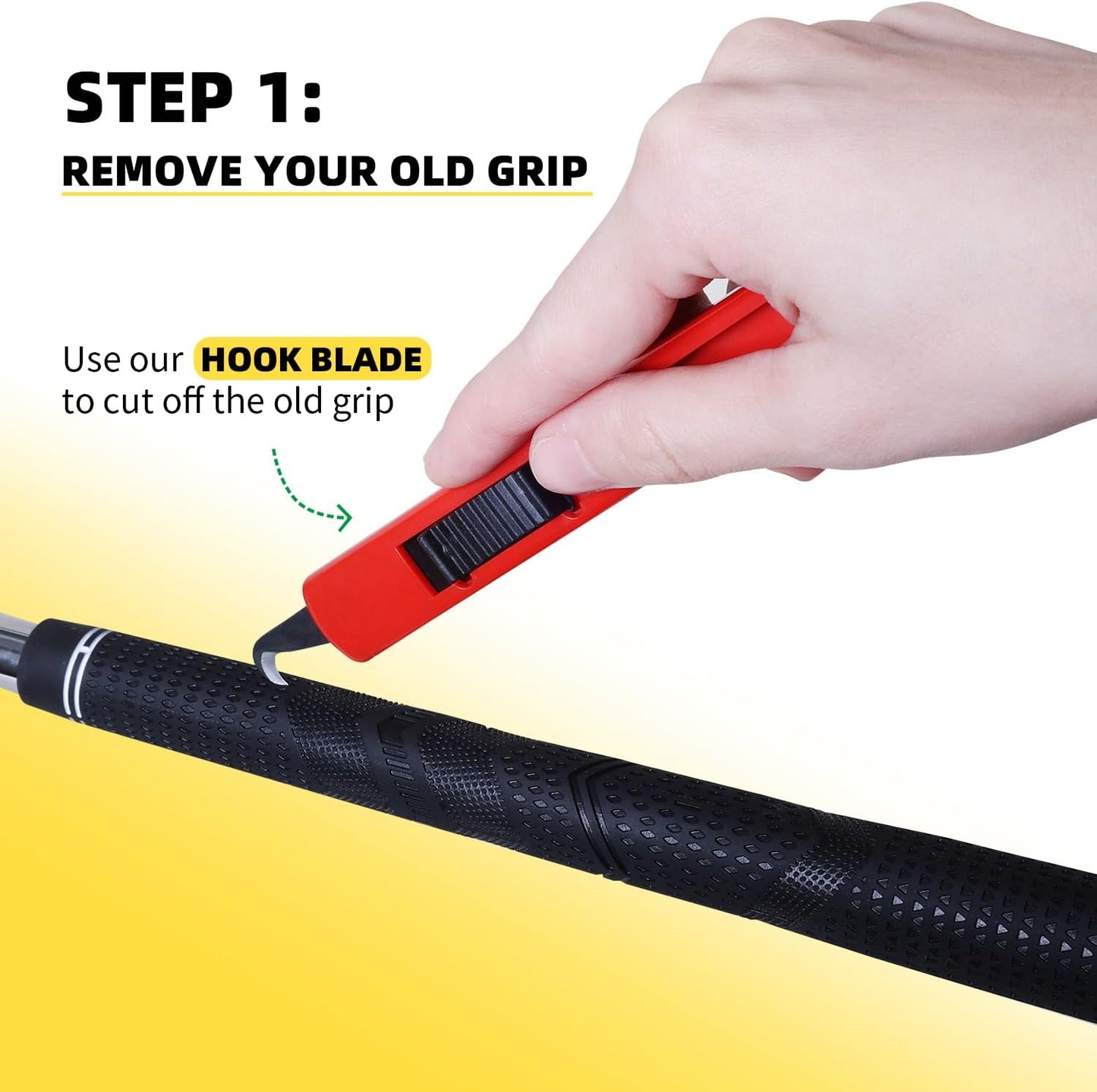 Golf Grip Kit for Regripping Golf Clubs - Come with 15 Golf Grip Double Sided Tape Strips, 5oz Grip Solvent, Hook Blade & Rubber Vise Clamp - Professional Quality Golf Grip Kit