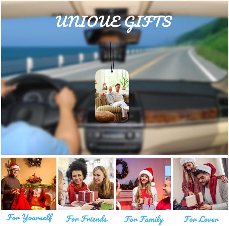 Personalized Photo Car Air Freshener – Custom Double-Sided Print – Fresh Linen Scent – Eco-Friendly, Long-Lasting Fragrance – Unique Gift for Family, Friends, Lovers (Movie), White