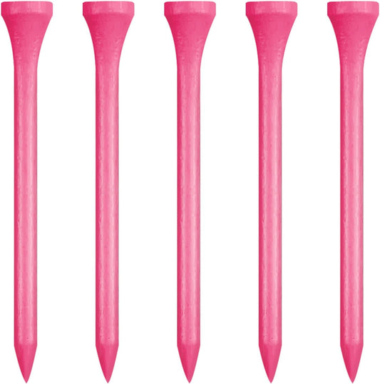 Wooden Golf Tees 3-1/4", 2-3/4", 1-1/2" Available,100 Count (Natural Color, White, Black, Blue, Red, Pink)