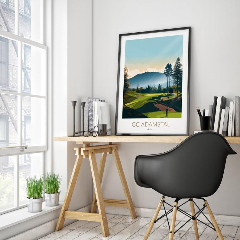 Nationcog GC Adamstal Golf Print - Austria - PGA Tour Golf; Mountain Golf Art; Golf Landscape Illustration; Golfer Gift; Modern Golf Artwork; Scenic Golf Painting (Unframed) (9x11)