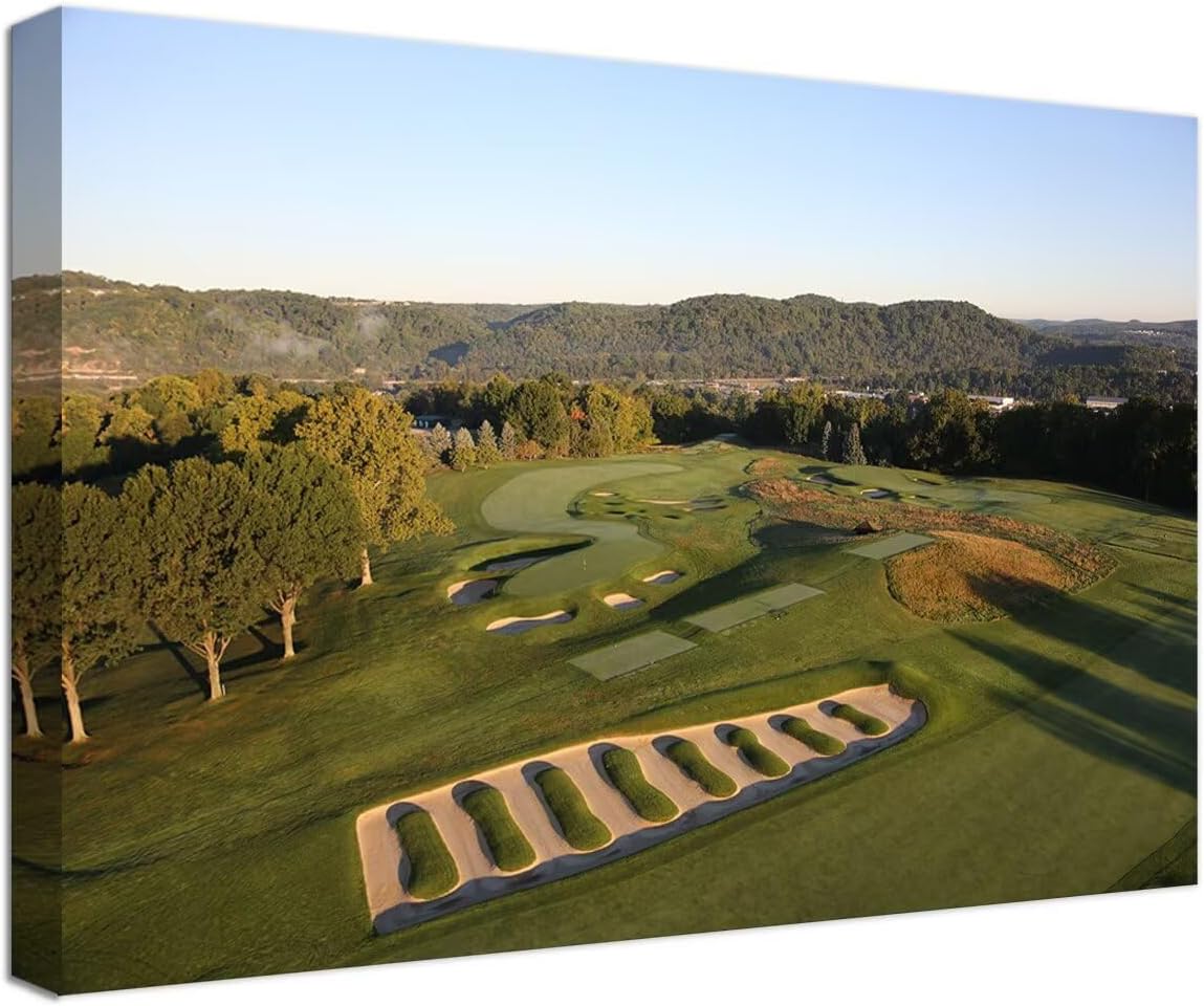 Oakmont Country Club Golf Courses Wall Art for Living Room Bedroom Bathroom Home Decorations Golf Art Golf Course Picture Poster Framed Artwork Canvas Prints Ready to Hang(12''H x 16''W)
